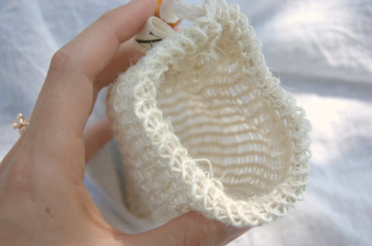 Open bag. All-natural and organic soap saver bag